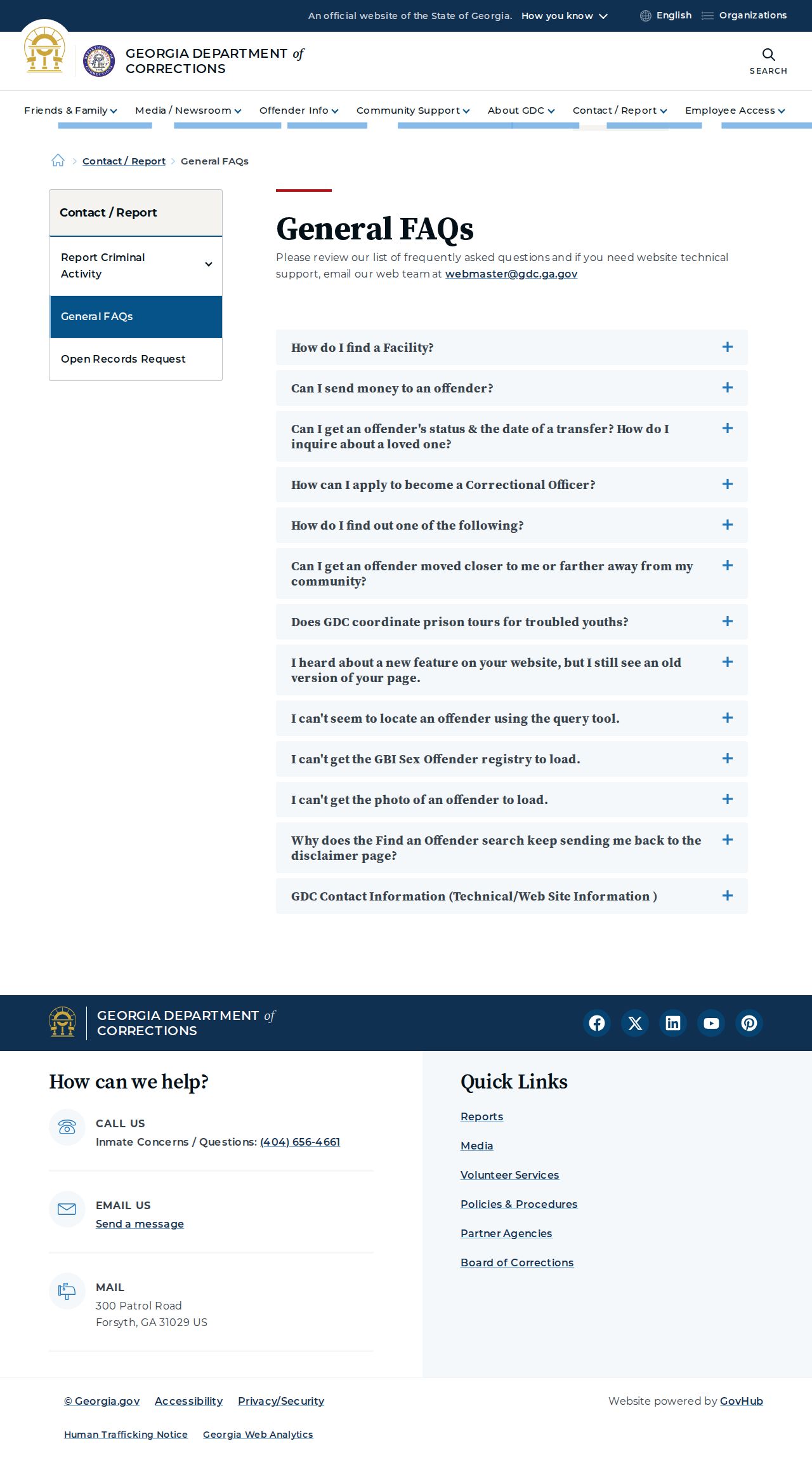 Georgia Department of Corrections offender locator FAQ