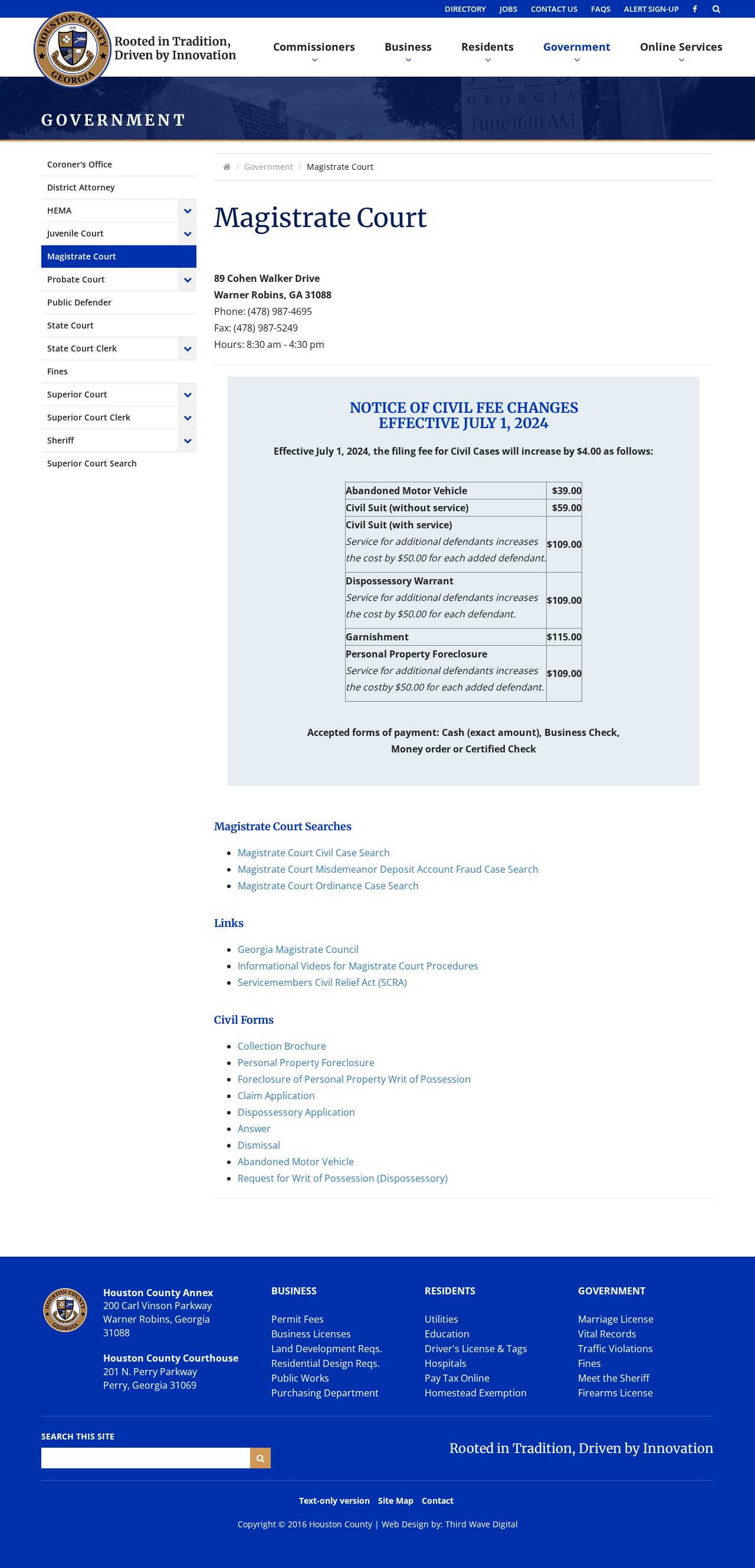 Houston County Magistrate Court official information