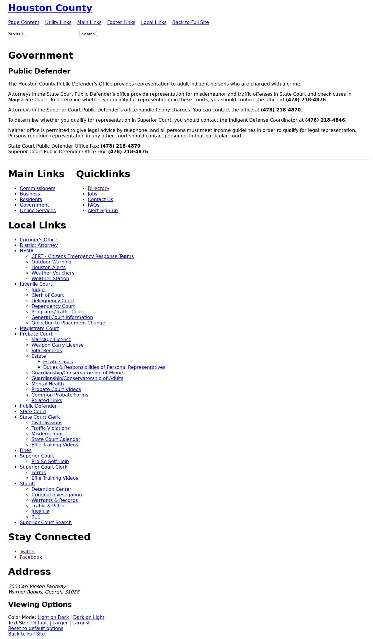 Houston County Public Defender official information