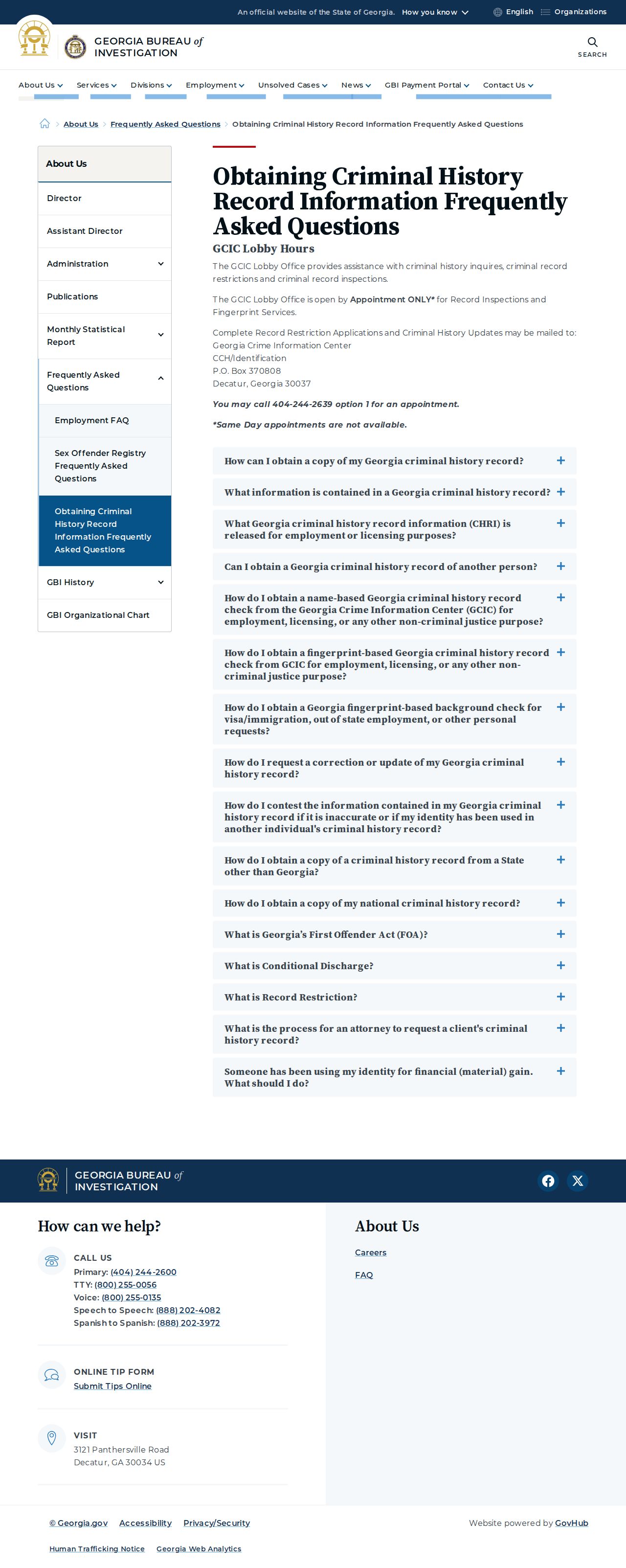 Houston County criminal history and GCIC record information