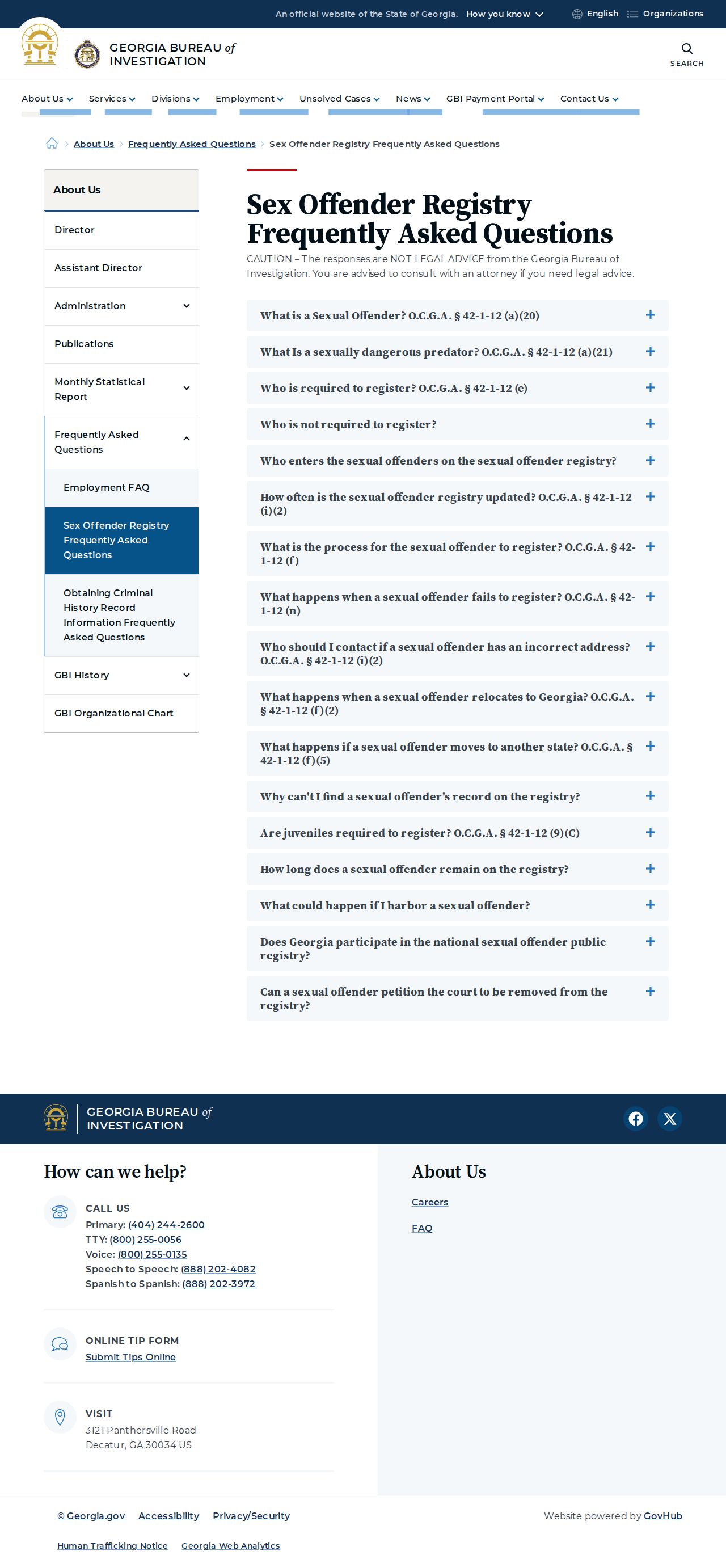 Houston County sex offender registry profile and update FAQ