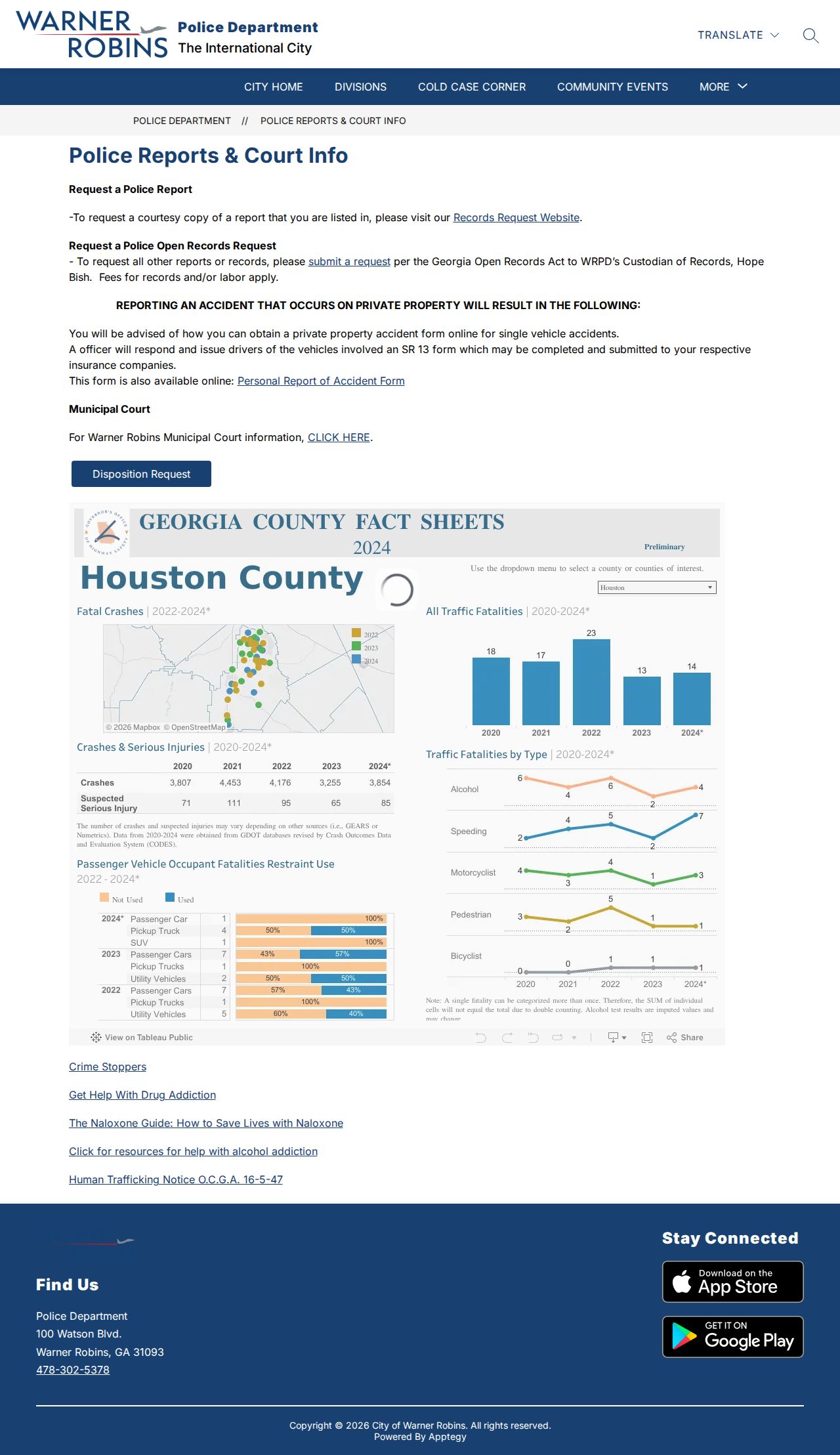 Warner Robins criminal records police reports information